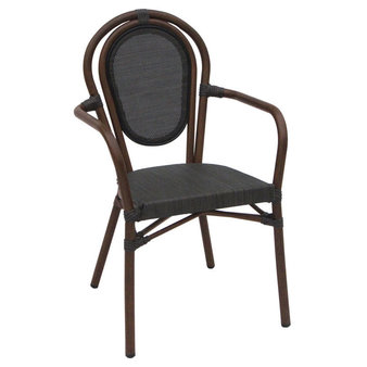 Zahradní židle - židle Lucca A wood Textilene black s područkami