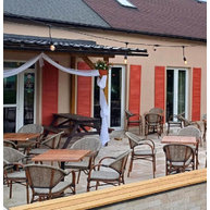 deska Pinie 70x70cm s podnoží Modena a křesli Blois