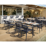 křeslo DENIA Blue se stoly Modena 4