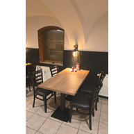 židle PORTER a stoly PRATO 16 QLTD s deskou Dub Halifax tabákový